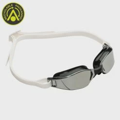 AQUA SPHERE Aquasphere Xceed Goggles - Silver Titanium Mirror Lens Black White