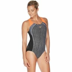 Speedo Womens Image Uplift One Piece - Marl Lines Fluro Orange