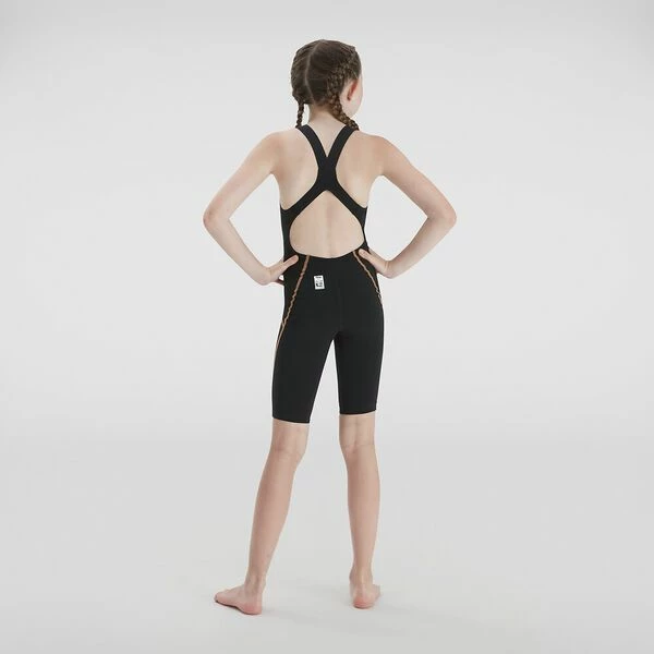 Speedo Girls Junior Lzr Racer X Open Back - Black Gold 5 Speedo Girls Junior Lzr Racer X Open Back - Black Gold - Image 3
