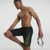 Speedo Mens Medley Logo Jammer - Black Atomic Lime