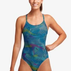 Funkita Ladies Diamond Back One Piece - Wires Crossed -arena || FUNKITA || Funky Trunks Sales Store FS11L WIRES CROSSED 16