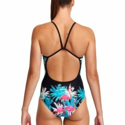 Funkita Ladies Single Strap One Piece - Flamingo Night -arena || FUNKITA || Funky Trunks Sales Store FS15L FLAMINGO NIGHT 02