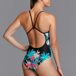 Funkita Ladies Single Strap One Piece - Flamingo Night -arena || FUNKITA || Funky Trunks Sales Store FS15L FLAMINGO NIGHT 03