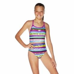 Speedo Girls Open X Back One Piece - Surf Mania Fluro Magenta