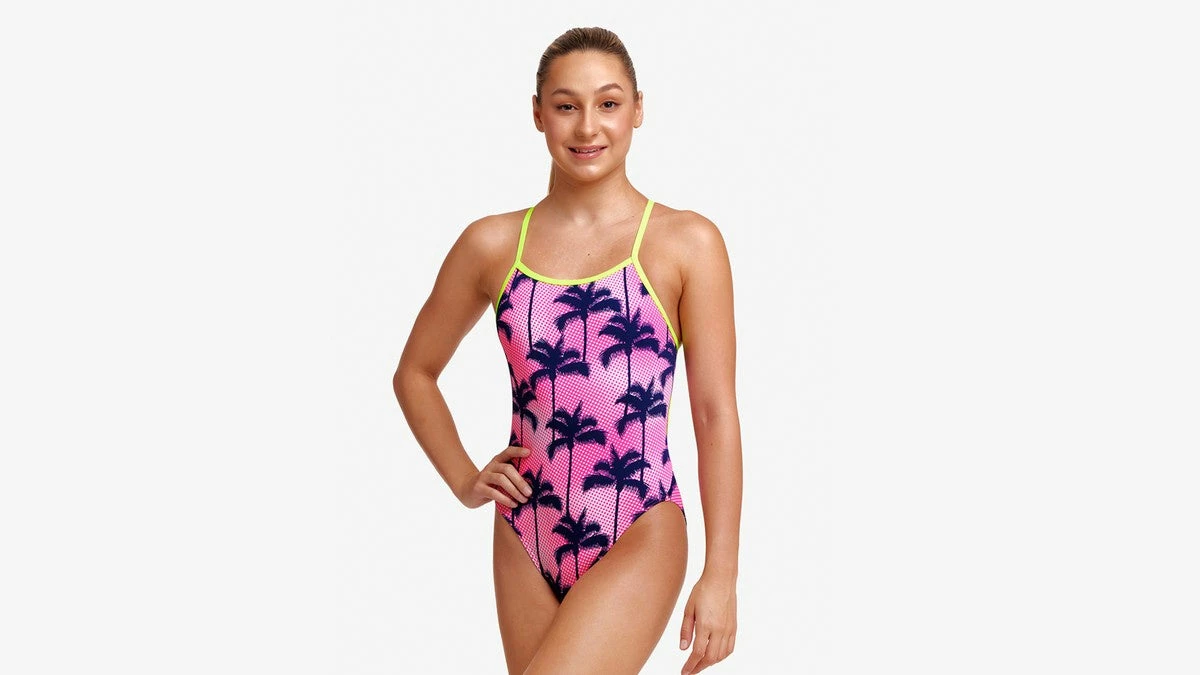 Funkita Girls Single Strap One Piece - Pop Palms 3 Funkita Girls Single Strap One Piece - Pop Palms