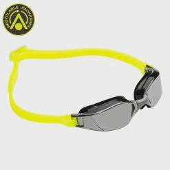 AQUA SPHERE Aquasphere Xceed Goggles - Silver Titanium Mirror Lens Black Yellow